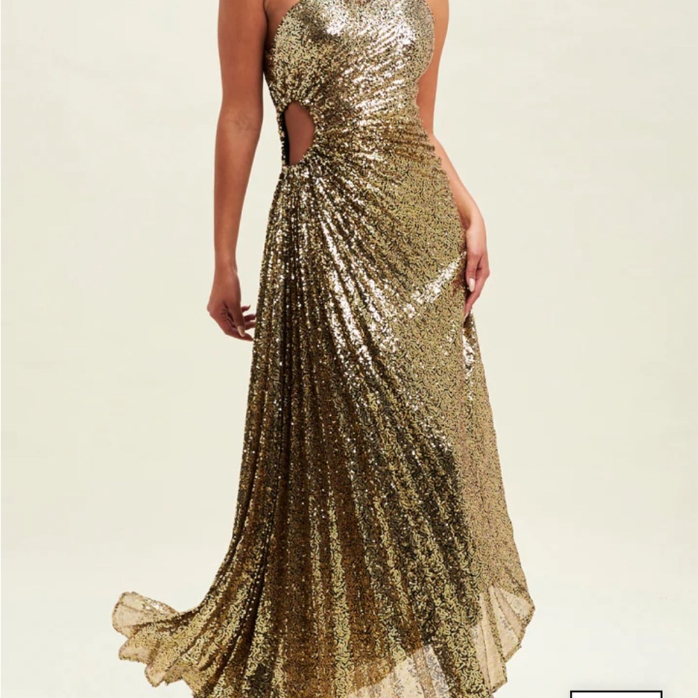 Luxxel gold sequin cutout dress - Picture 2 of 7